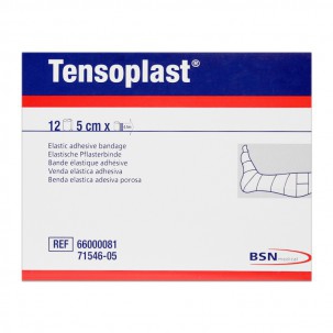 Tensoplast 5 cm x 4,5 mètres: bandage adhésif élastique (boîte 12 unités)
